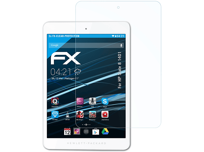 ATFOLIX 2x FX-Clear Displayschutz(für HP Slate 8 1401)