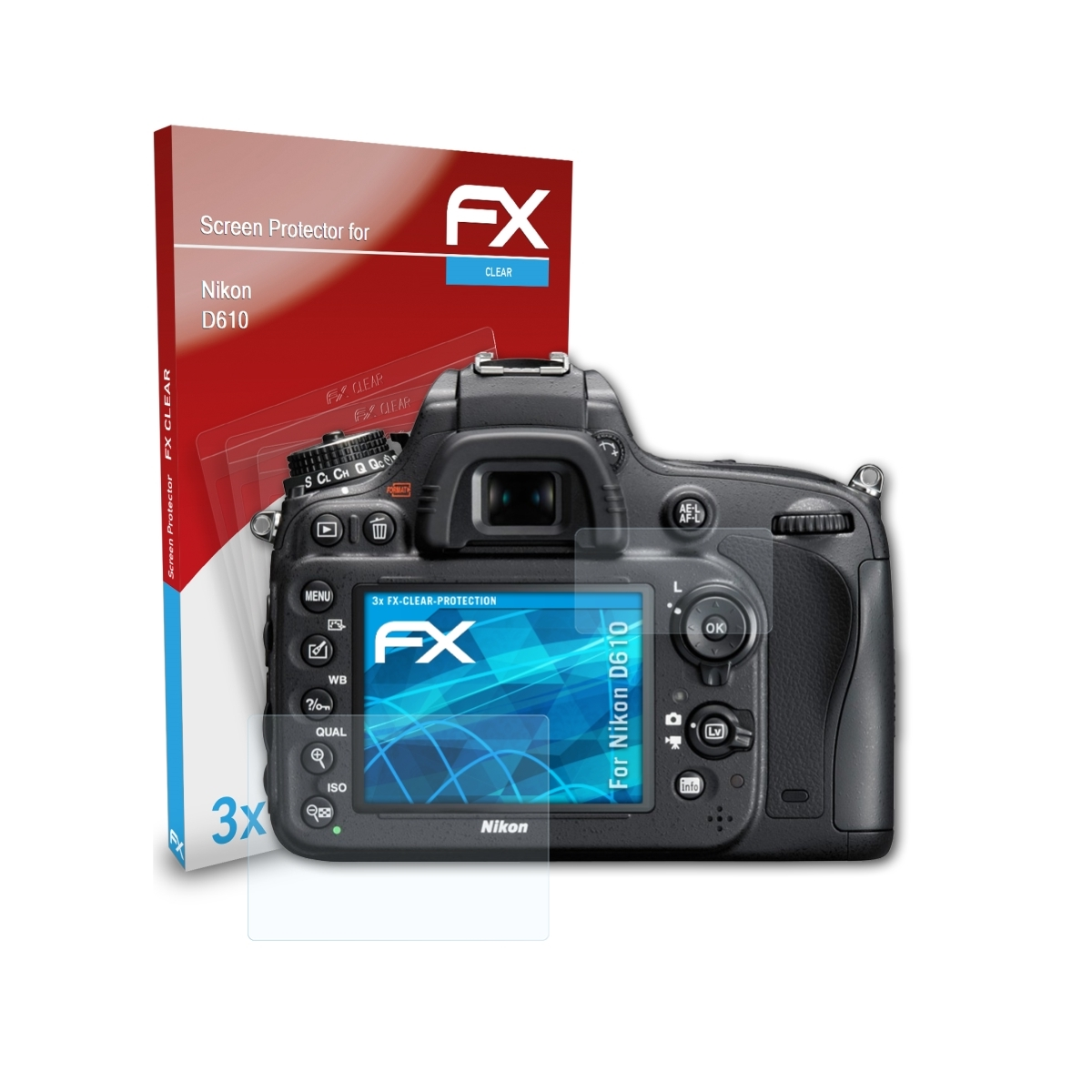 ATFOLIX 3x FX-Clear Displayschutz(für D610) Nikon