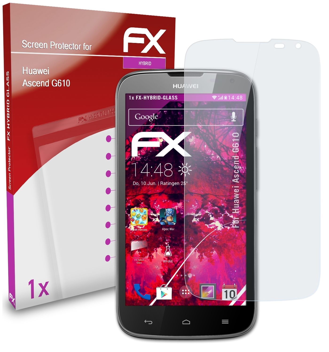 ATFOLIX FX-Hybrid-Glass Schutzglas(für Huawei Ascend G610)
