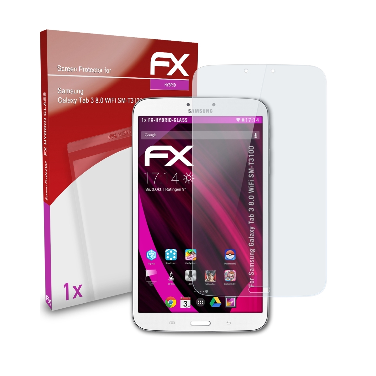 ATFOLIX FX-Hybrid-Glass Schutzglas(für Samsung Galaxy 3 8.0 SM-T3100)) (WiFi Tab