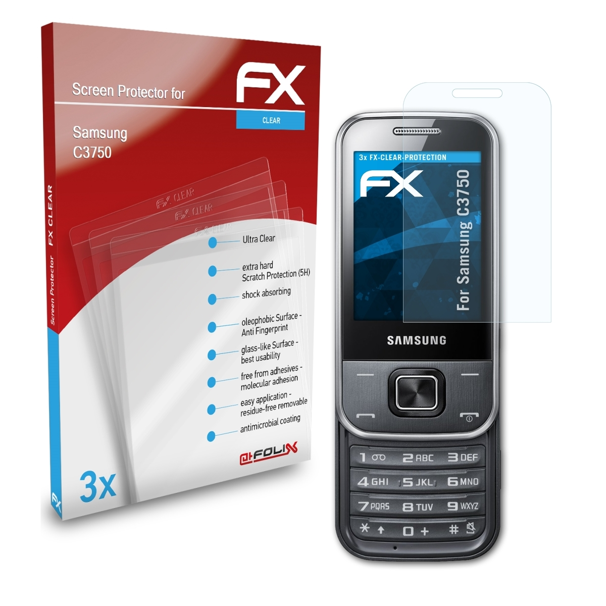 Displayschutz(für ATFOLIX C3750) Samsung FX-Clear 3x