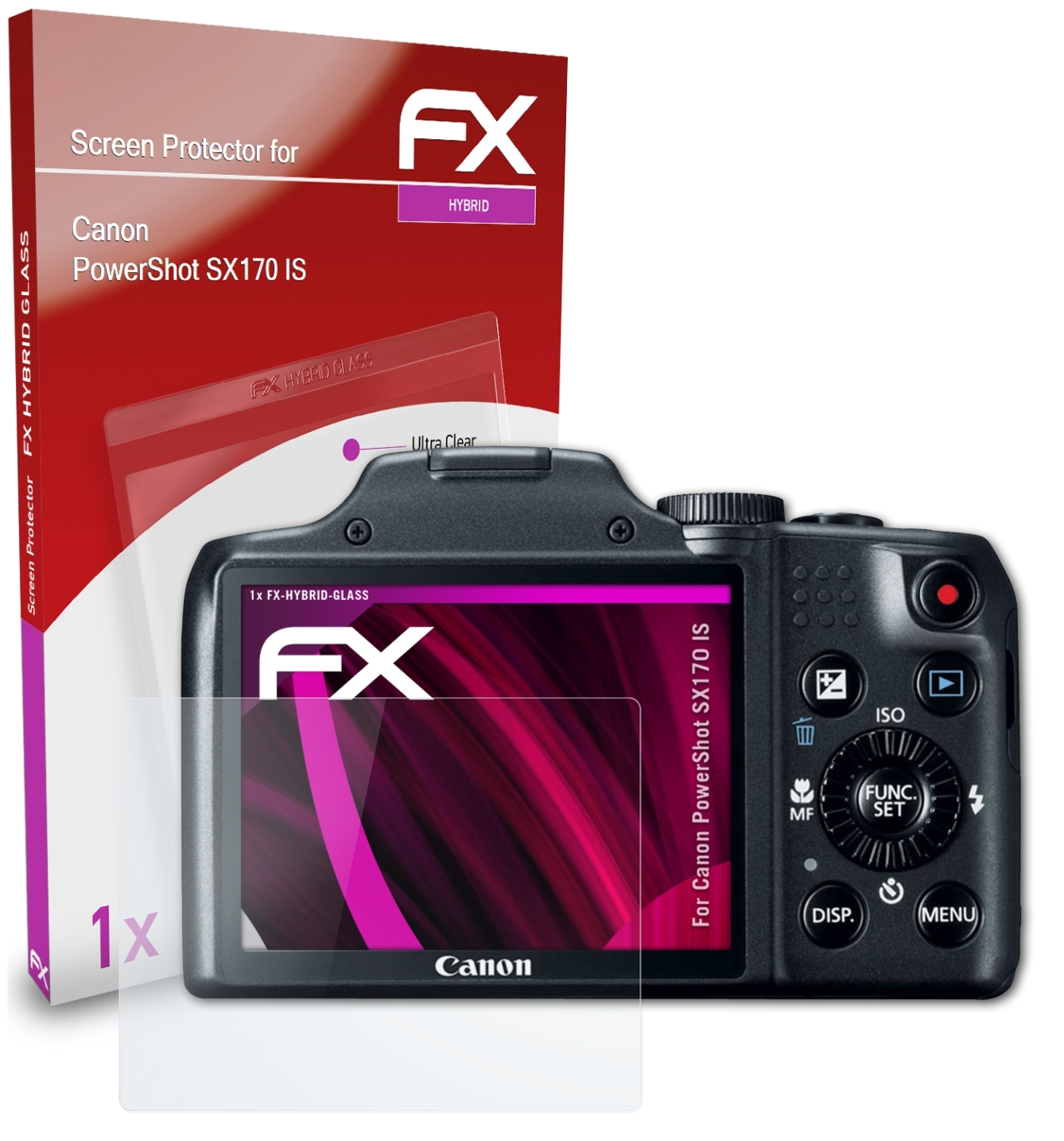 ATFOLIX SX170 IS) FX-Hybrid-Glass Schutzglas(für PowerShot Canon