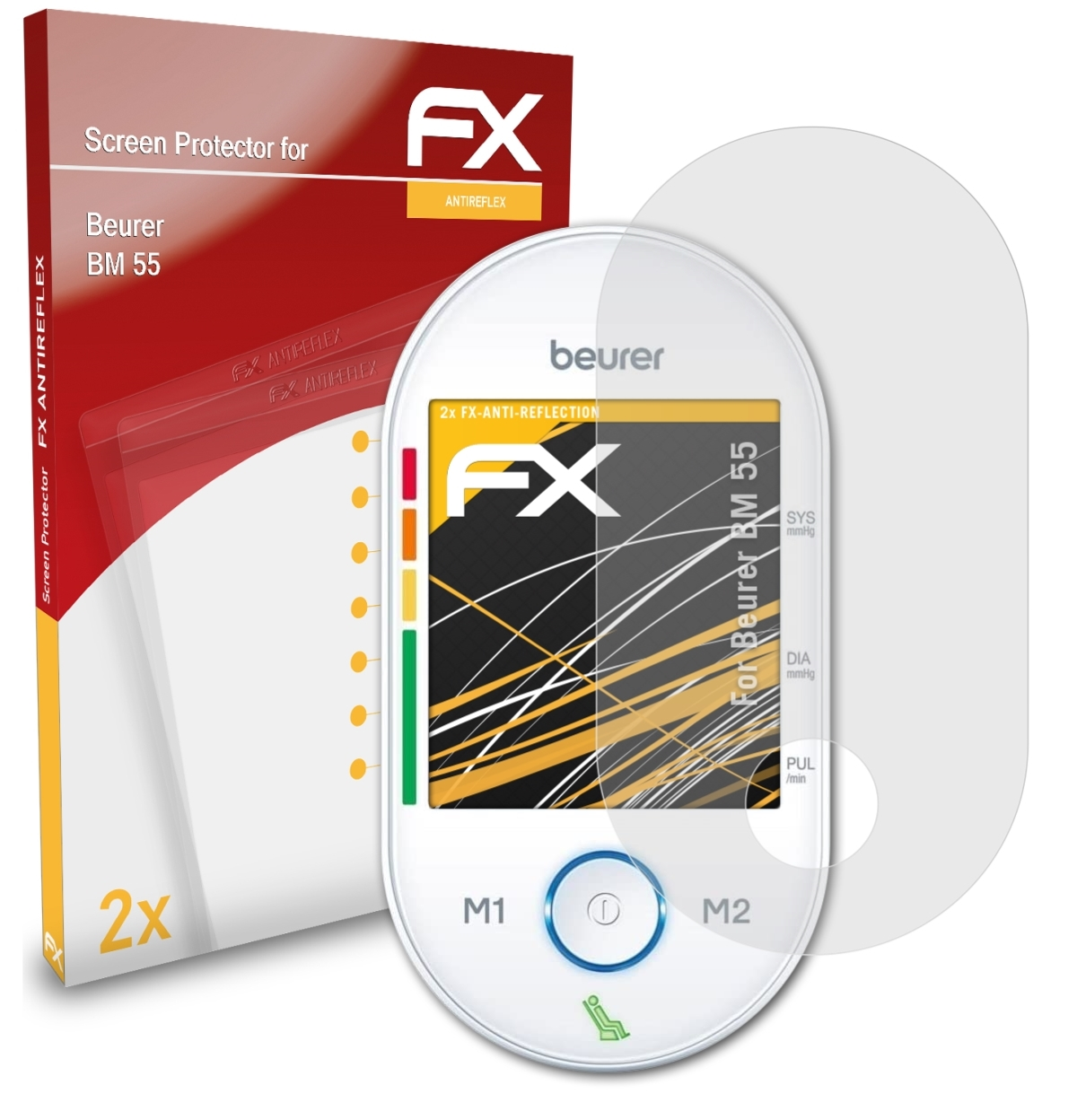 ATFOLIX 2x FX-Antireflex Displayschutz(für Beurer 55) BM