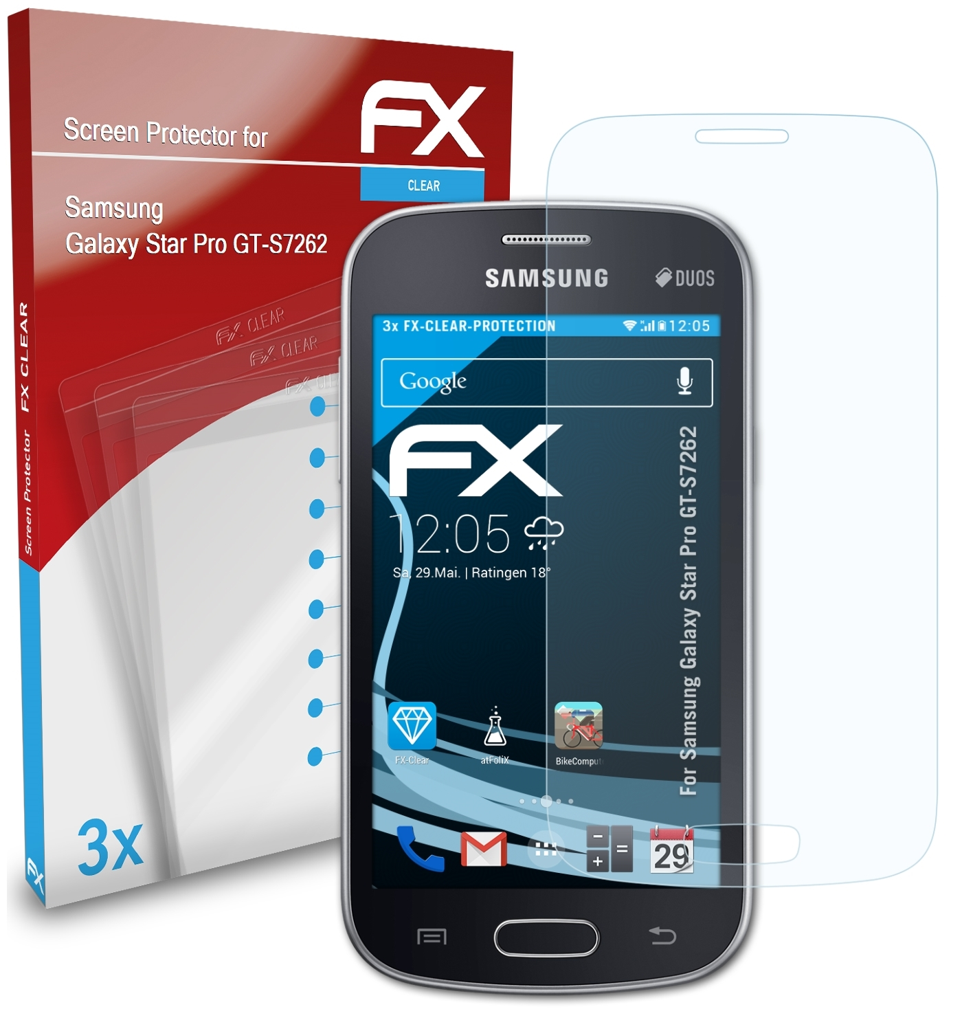 Galaxy ATFOLIX Displayschutz(für Samsung Star Pro 3x (GT-S7262)) FX-Clear