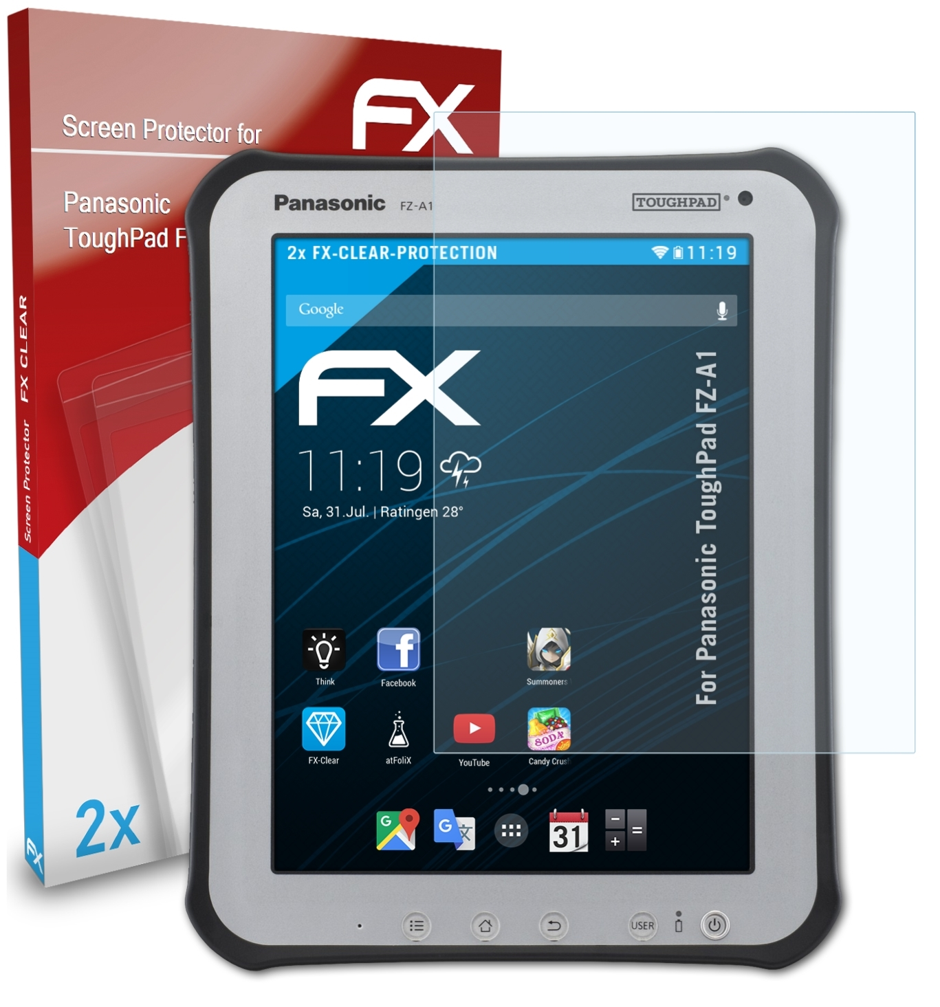 ATFOLIX 2x FX-Clear Displayschutz(für Panasonic ToughPad FZ-A1)