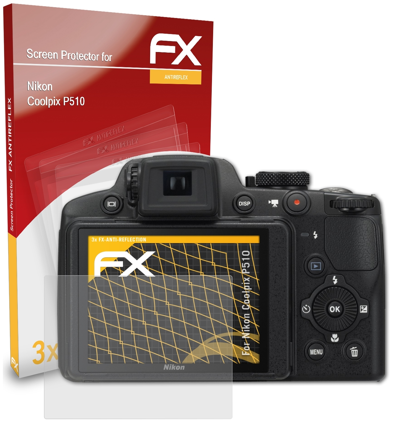 ATFOLIX 3x FX-Antireflex Displayschutz(für P510) Nikon Coolpix