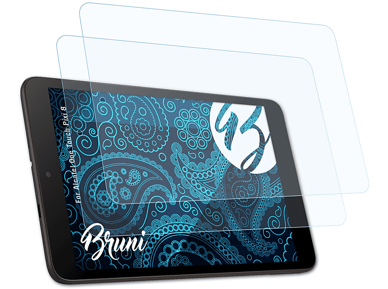 BRUNI 2x Basics-Clear Schutzfolie(für Alcatel One Touch Pixi 8)