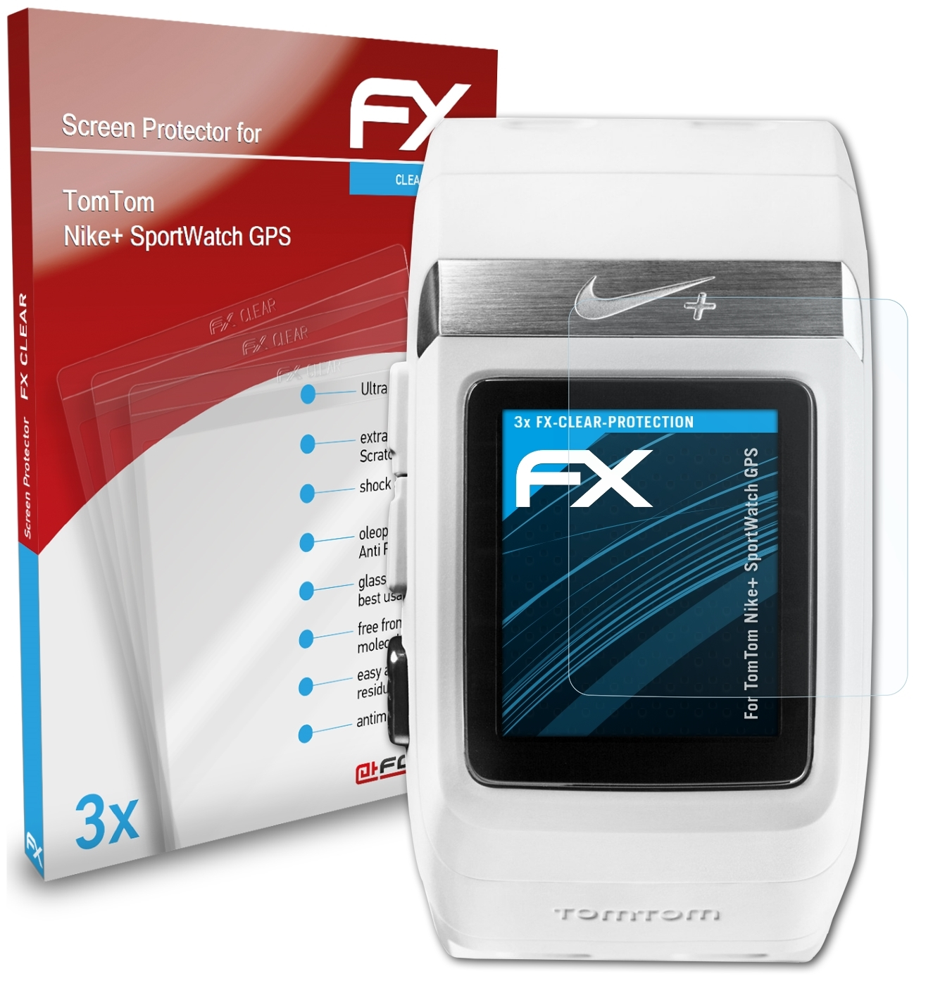GPS) Displayschutz(für FX-Clear TomTom 3x ATFOLIX SportWatch