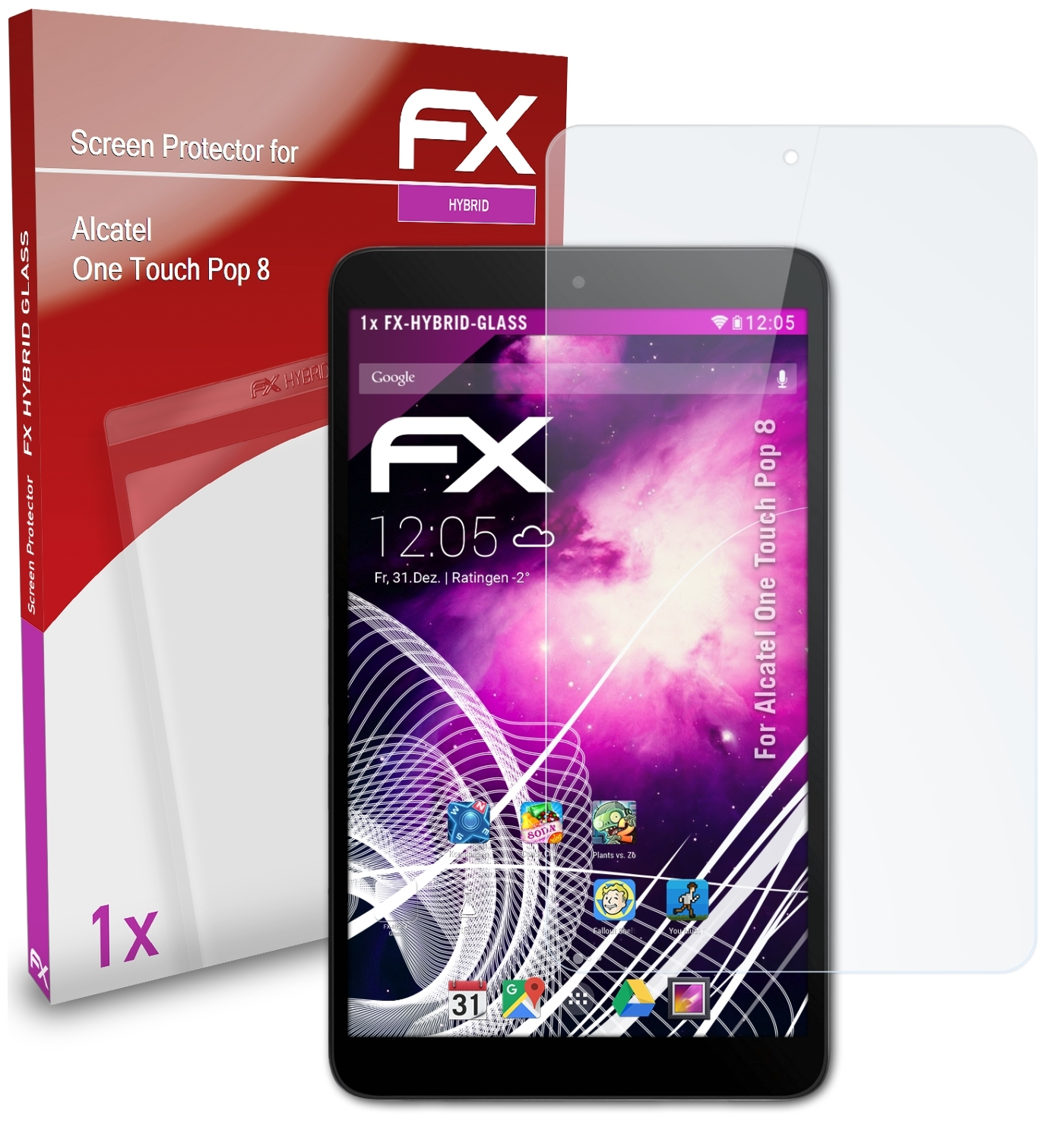 One ATFOLIX 8) Pop Alcatel FX-Hybrid-Glass Schutzglas(für Touch