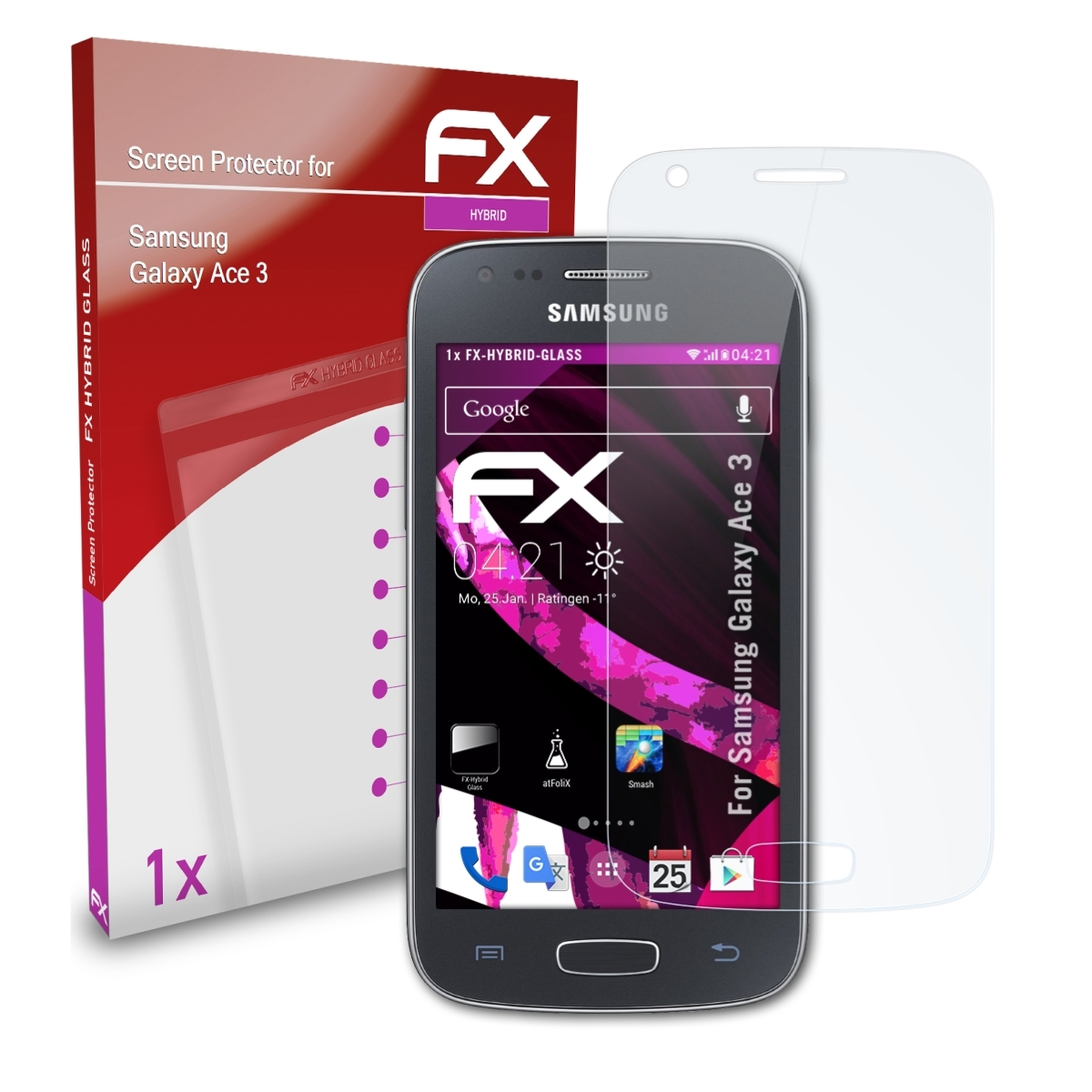 ATFOLIX FX-Hybrid-Glass Schutzglas(für Samsung Galaxy 3) Ace