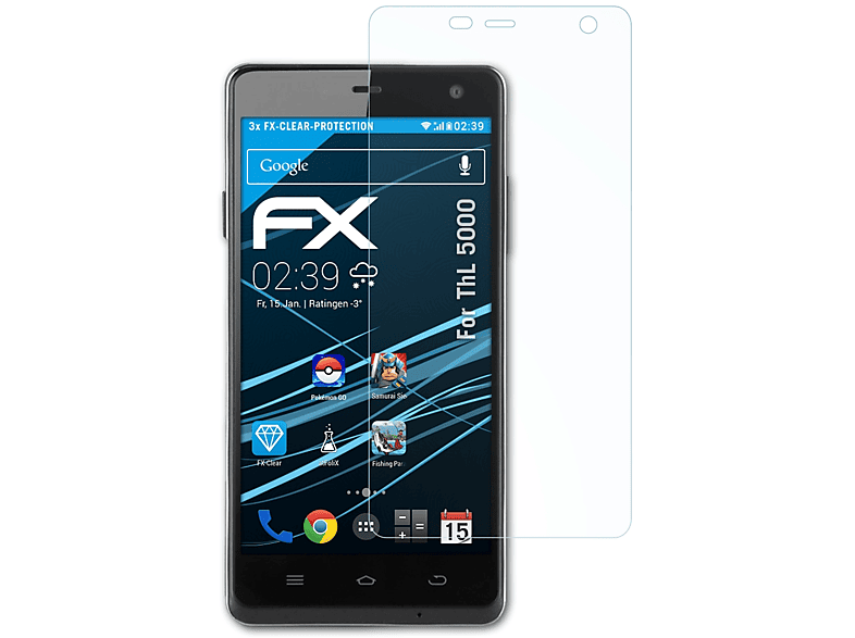 ATFOLIX 3x FX-Clear Displayschutz(für ThL 5000)