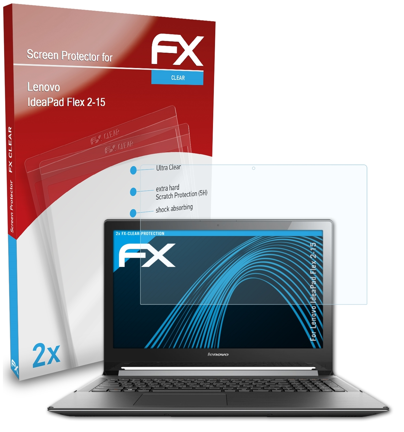 2x ATFOLIX IdeaPad Lenovo Displayschutz(für Flex 2-15) FX-Clear