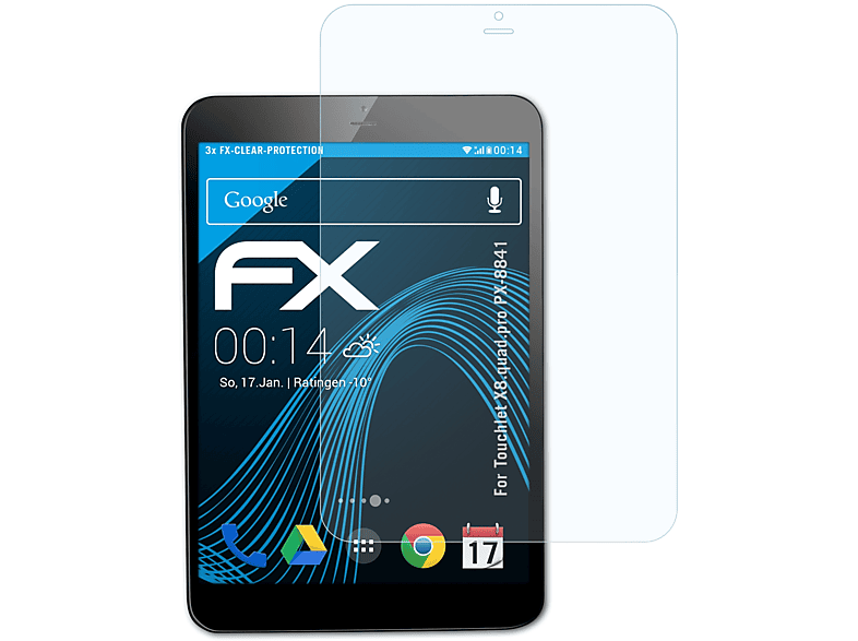 ATFOLIX 3x FX-Clear Displayschutz(für Touchlet X8.quad.pro (PX-8841)) | Displayschutzfolien & Gläser