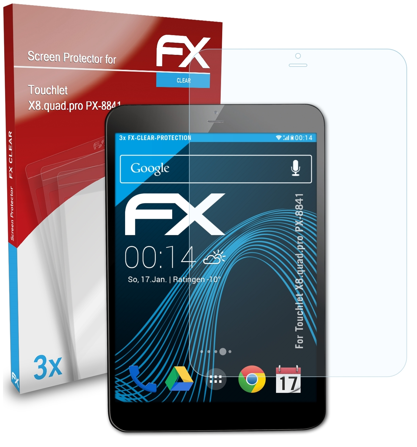 X8.quad.pro Touchlet Displayschutz(für FX-Clear ATFOLIX 3x (PX-8841))