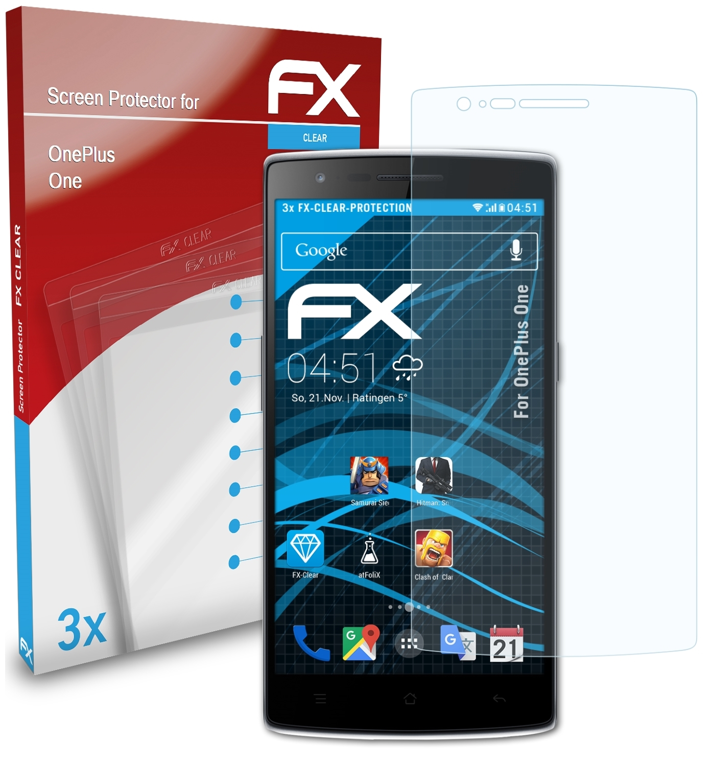ATFOLIX 3x Displayschutz(für OnePlus One) FX-Clear