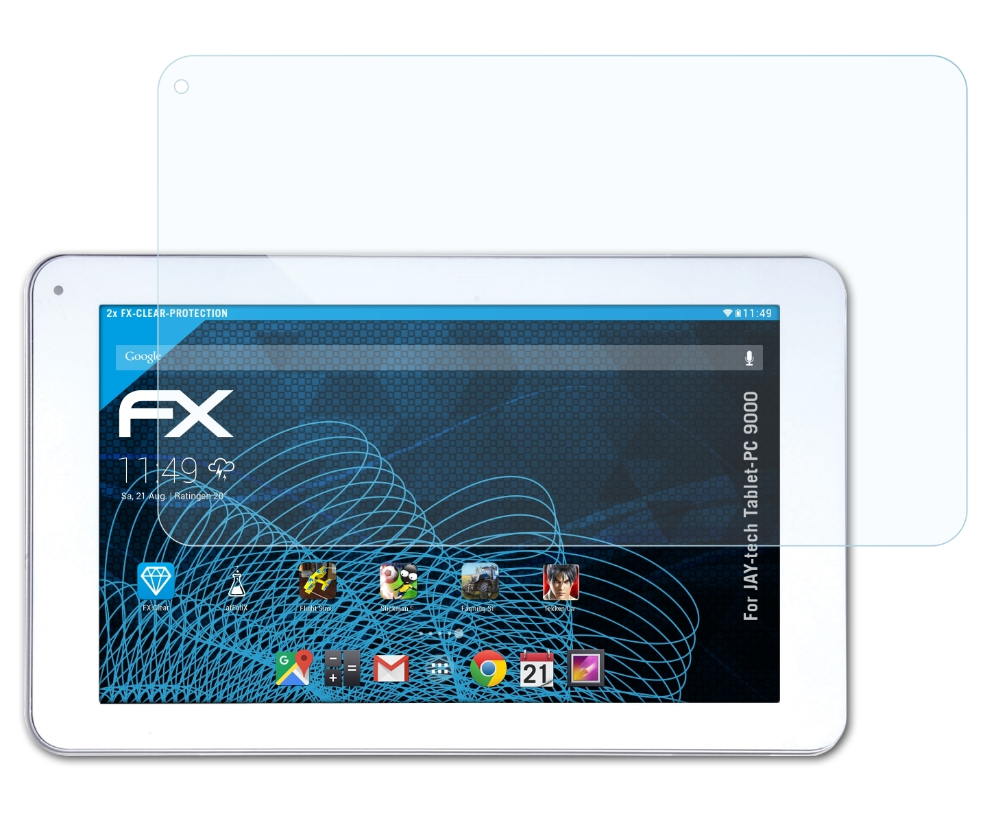 9000) ATFOLIX FX-Clear Tablet-PC Displayschutz(für 2x JAY-tech