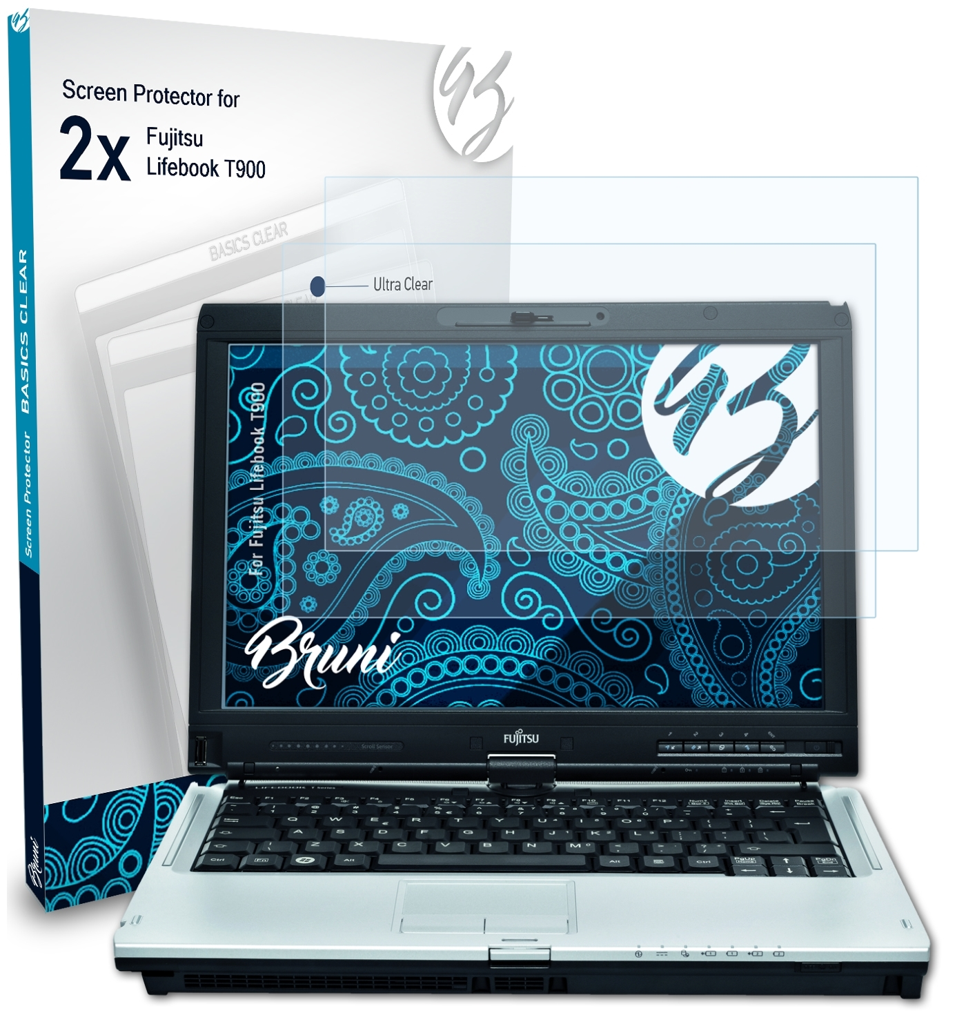 Fujitsu Lifebook T900) 2x BRUNI Basics-Clear Schutzfolie(für