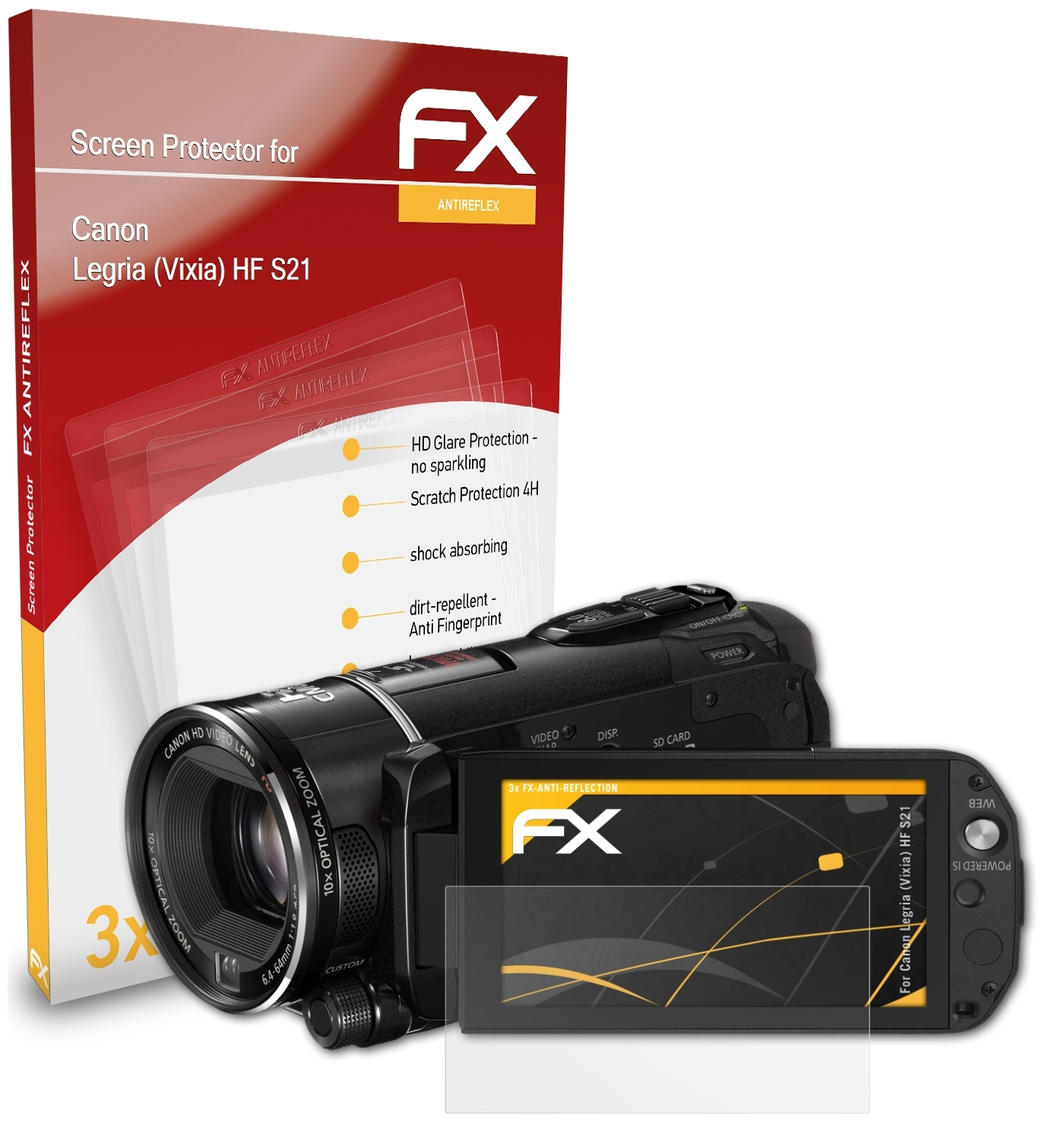 ATFOLIX 3x FX-Antireflex Displayschutz(für (Vixia) S21) Canon HF Legria