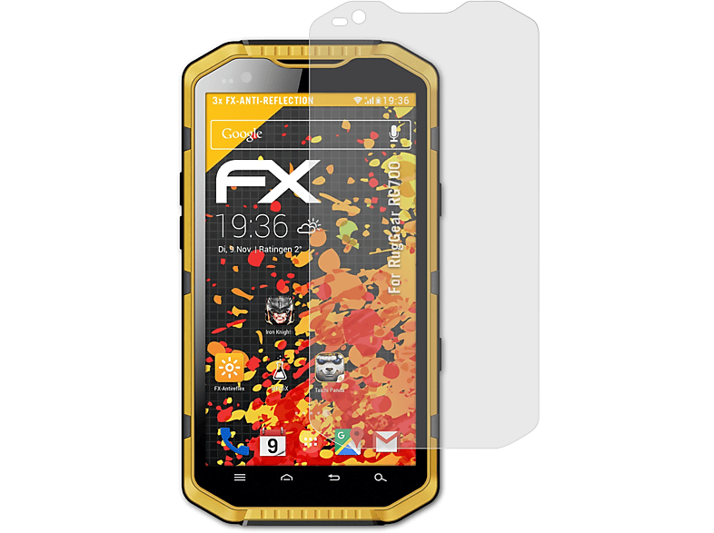 3x FX-Antireflex RugGear RG700) ATFOLIX Displayschutz(für