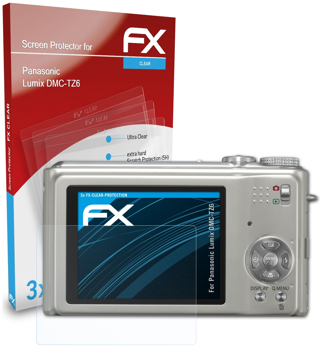 ATFOLIX 3x FX-Clear DMC-TZ6) Panasonic Lumix Displayschutz(für