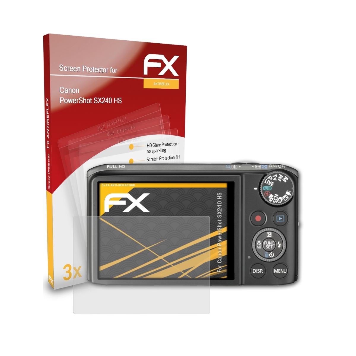 PowerShot SX240 3x FX-Antireflex HS) Canon Displayschutz(für ATFOLIX