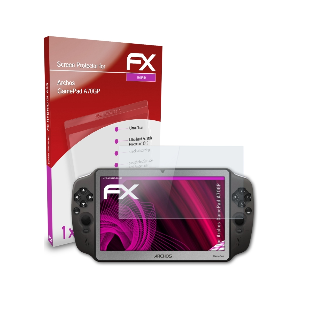 Schutzglas(für (A70GP)) ATFOLIX Archos FX-Hybrid-Glass GamePad