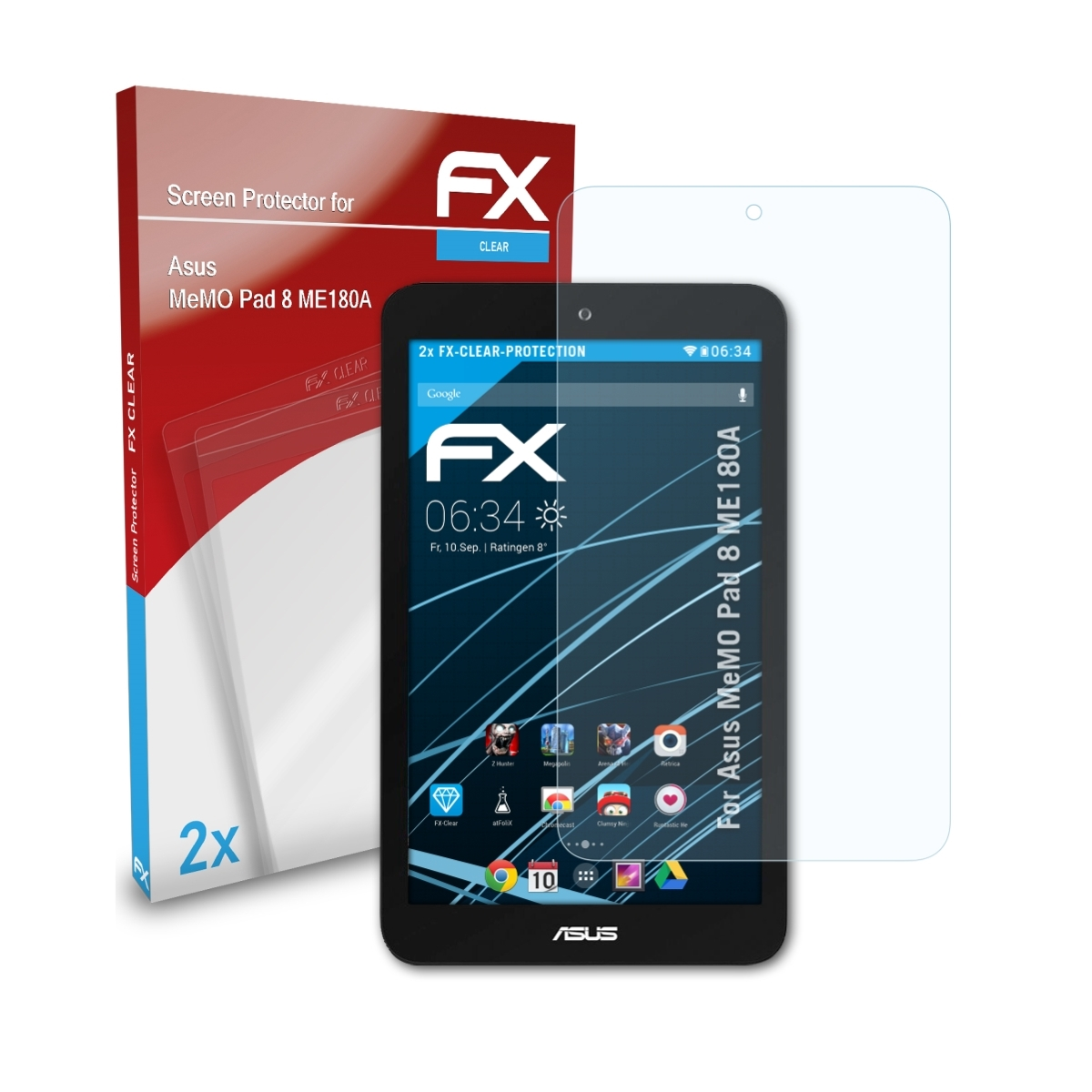 ATFOLIX 2x FX-Clear Asus 8 MeMO (ME180A)) Pad Displayschutz(für