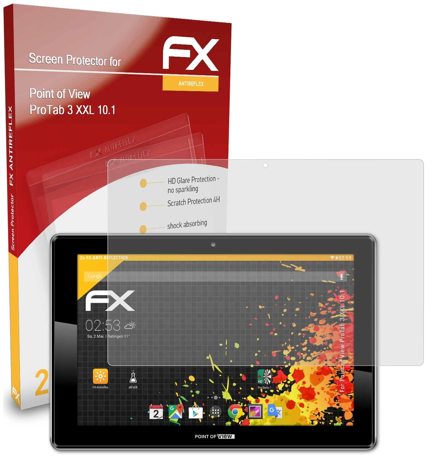 ATFOLIX 2x FX-Antireflex View XXL Displayschutz(für Point ProTab 10.1) of 3