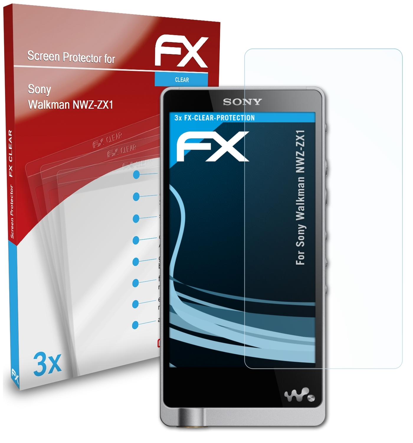 ATFOLIX 3x FX-Clear Displayschutz(für Walkman Sony NWZ-ZX1)