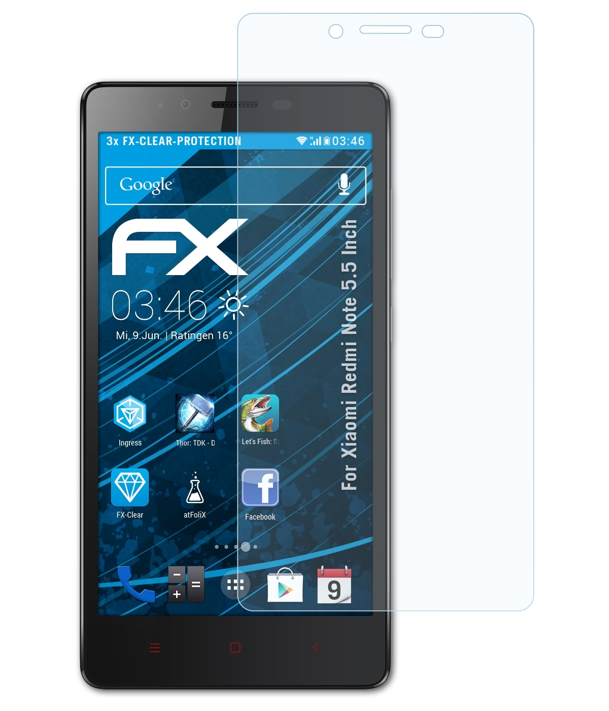 ATFOLIX 3x Redmi Note Xiaomi (5.5 Inch)) Displayschutz(für FX-Clear