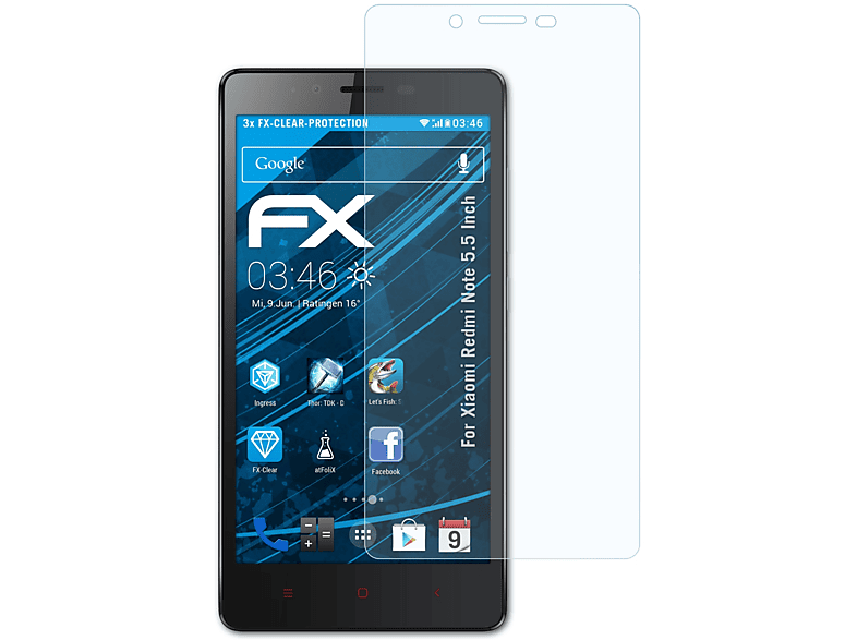 ATFOLIX 3x Redmi Note Xiaomi (5.5 Inch)) Displayschutz(für FX-Clear