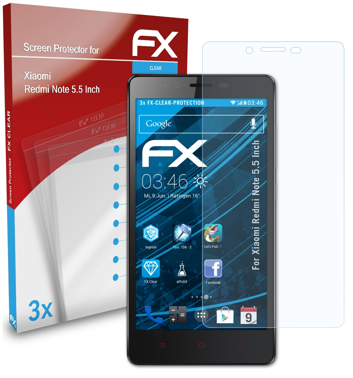 Redmi 3x FX-Clear (5.5 Xiaomi Inch)) ATFOLIX Displayschutz(für Note