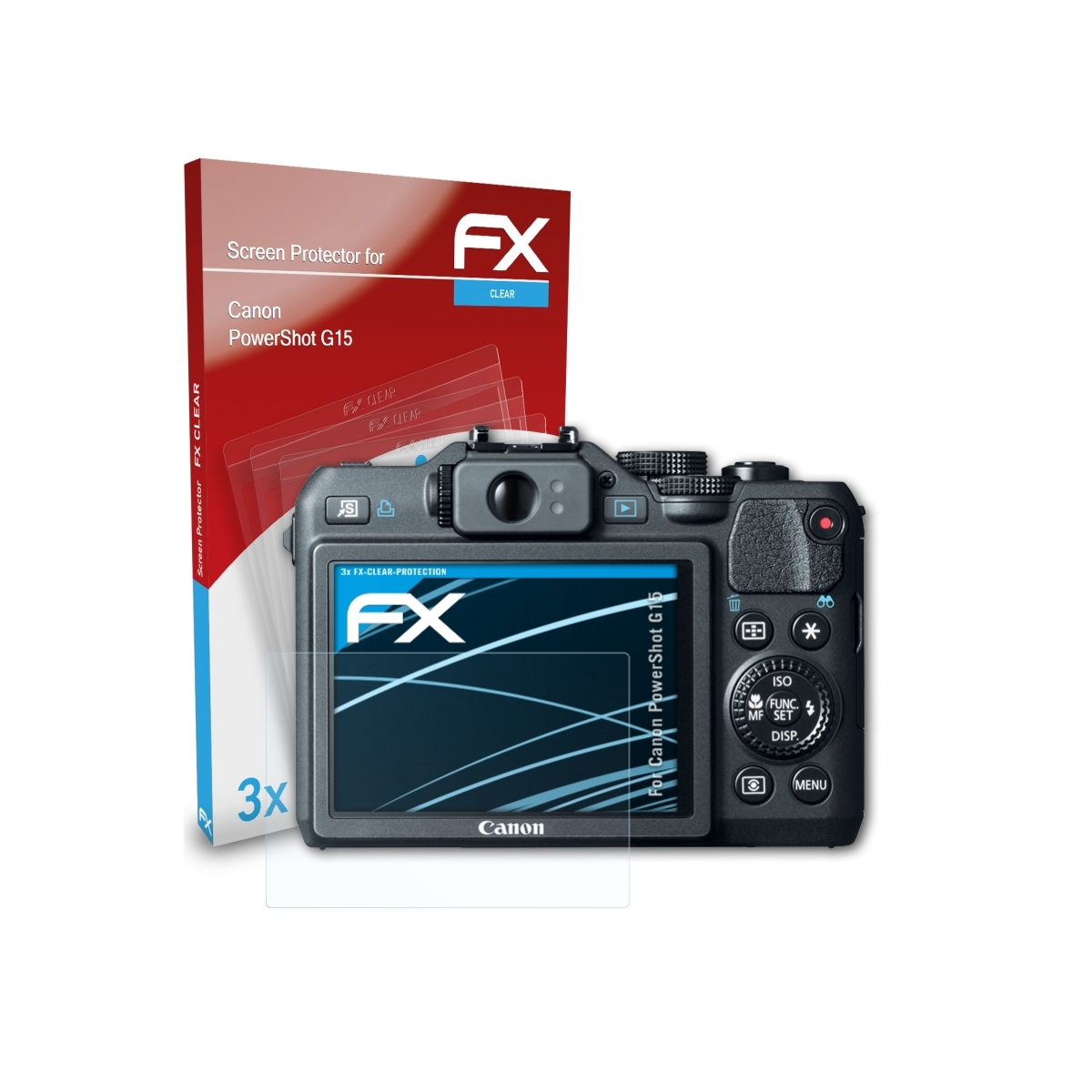 3x Displayschutz(für ATFOLIX PowerShot FX-Clear G15) Canon