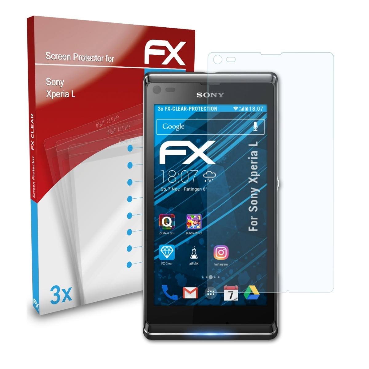 ATFOLIX 3x L) Xperia Displayschutz(für Sony FX-Clear