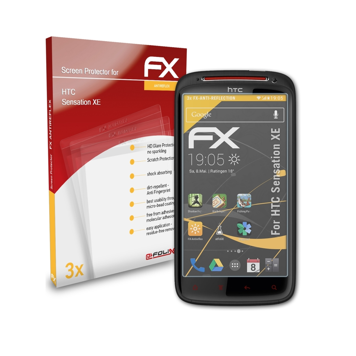 HTC ATFOLIX Sensation Displayschutz(für FX-Antireflex XE) 3x