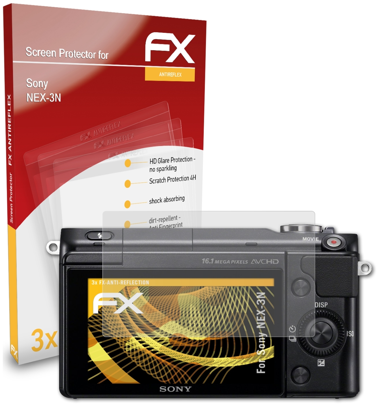 ATFOLIX 3x NEX-3N) FX-Antireflex Sony Displayschutz(für