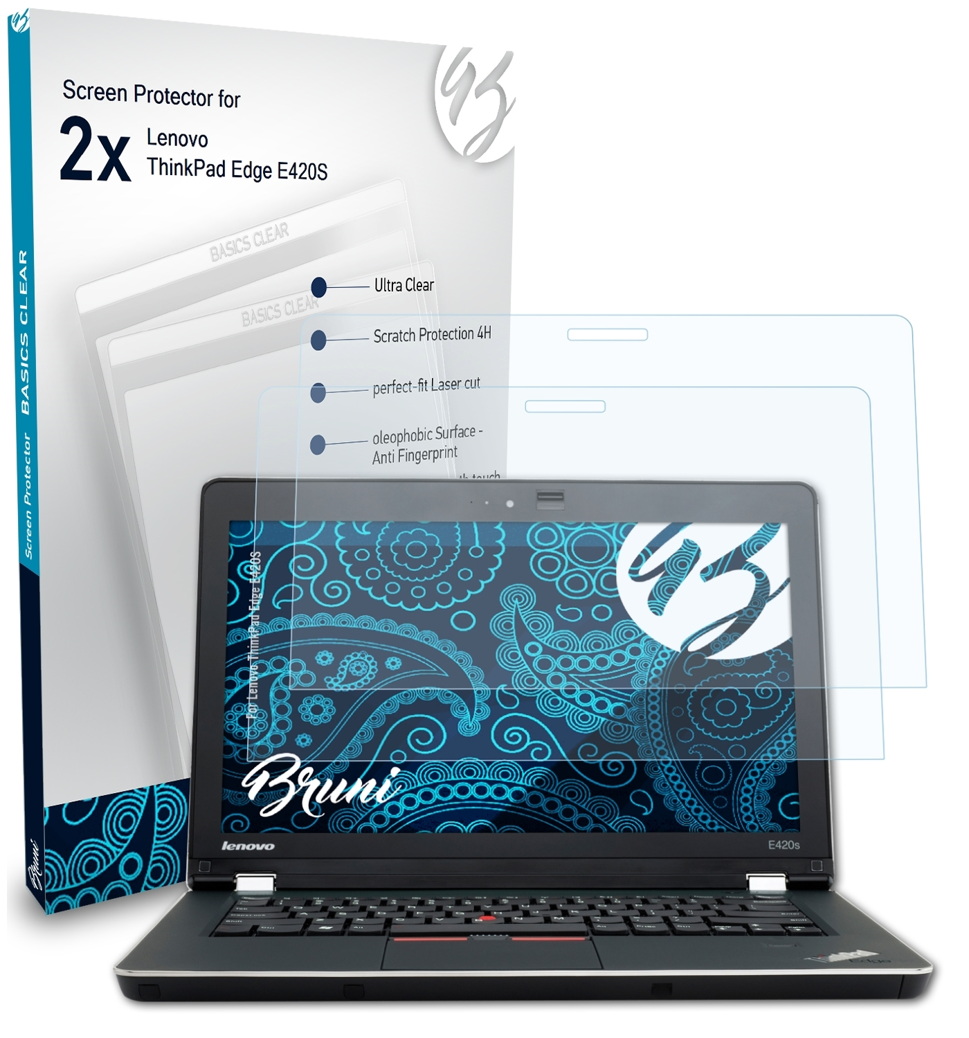 BRUNI 2x Basics-Clear E420S) ThinkPad Schutzfolie(für Edge Lenovo