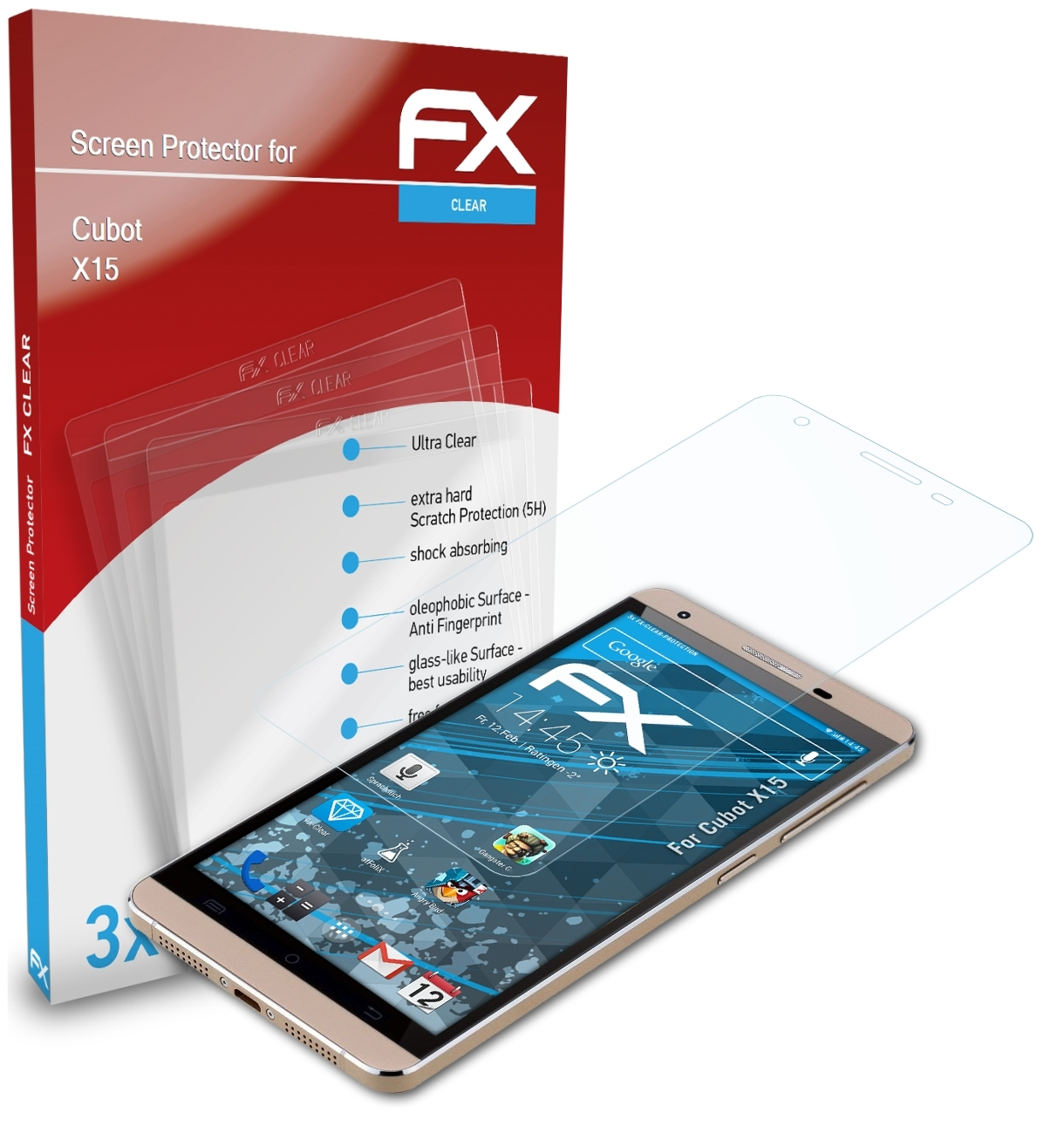 ATFOLIX 3x FX-Clear Displayschutz(für Cubot X15)
