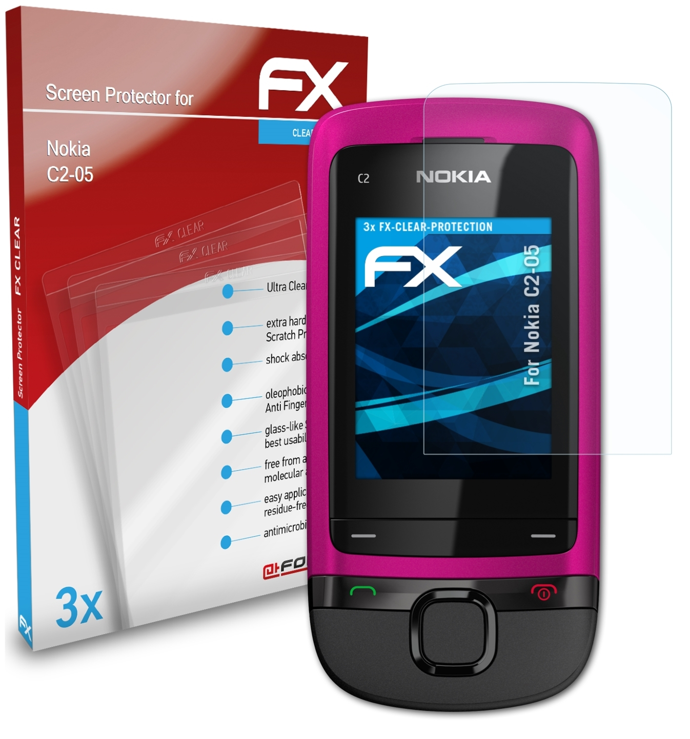 ATFOLIX 3x FX-Clear Nokia Displayschutz(für C2-05)
