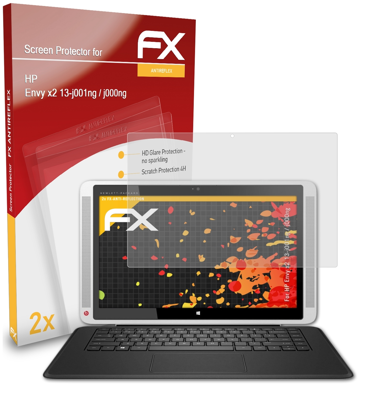 ATFOLIX 2x FX-Antireflex Displayschutz(für HP j000ng) x2 / Envy 13-j001ng