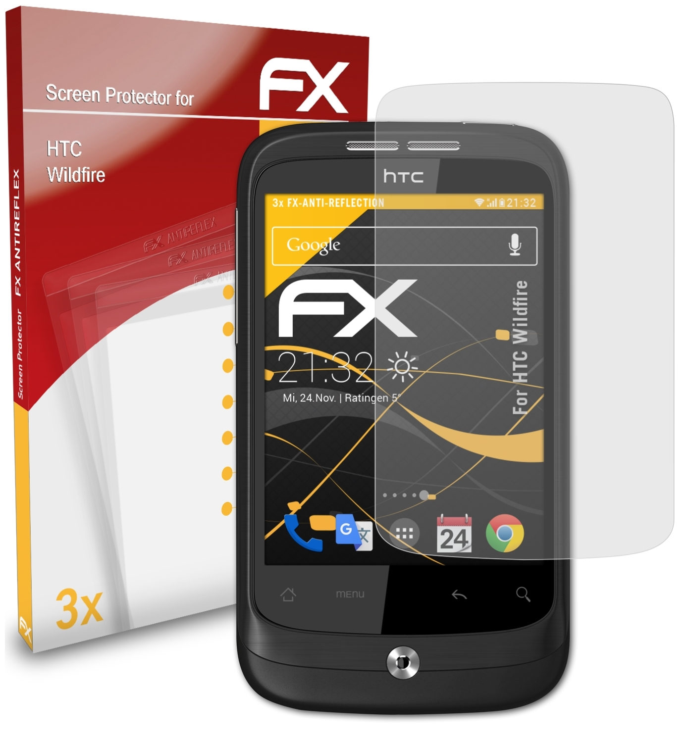 ATFOLIX 3x FX-Antireflex Displayschutz(für HTC Wildfire)