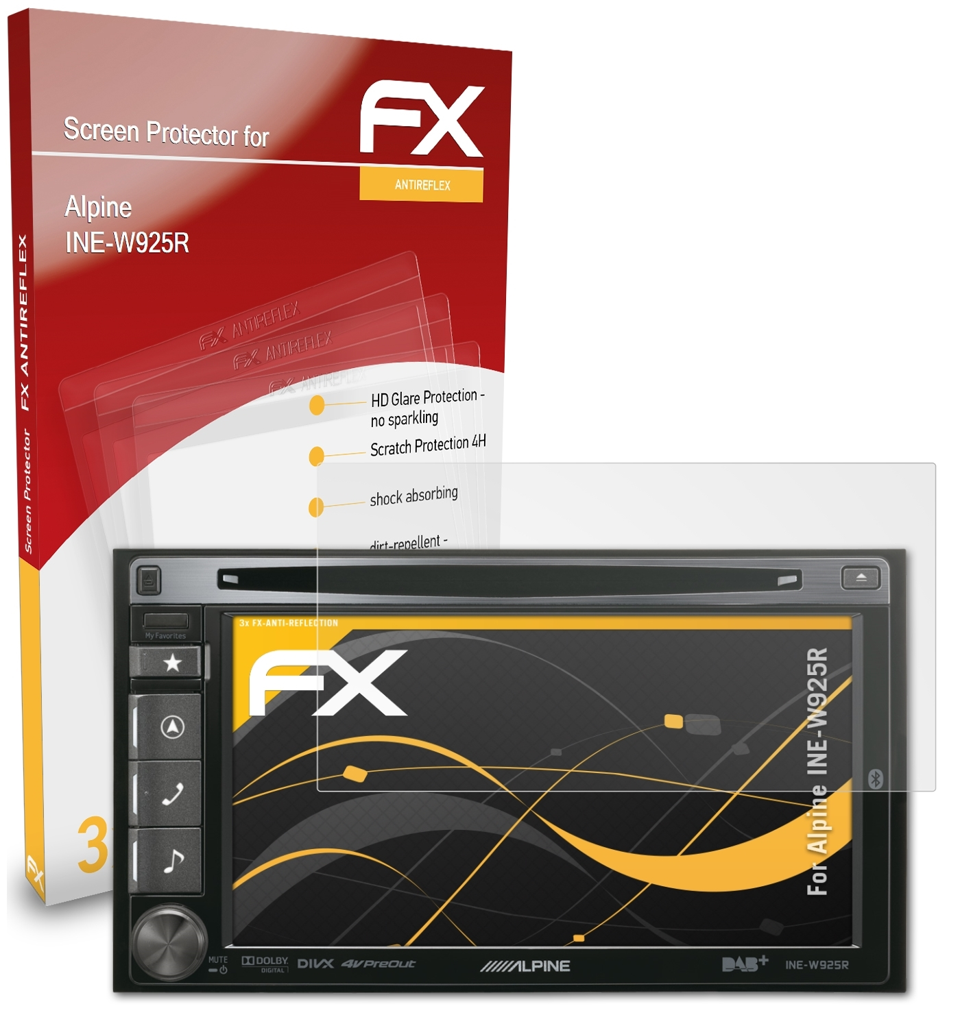 ATFOLIX 3x Alpine INE-W925R) FX-Antireflex Displayschutz(für