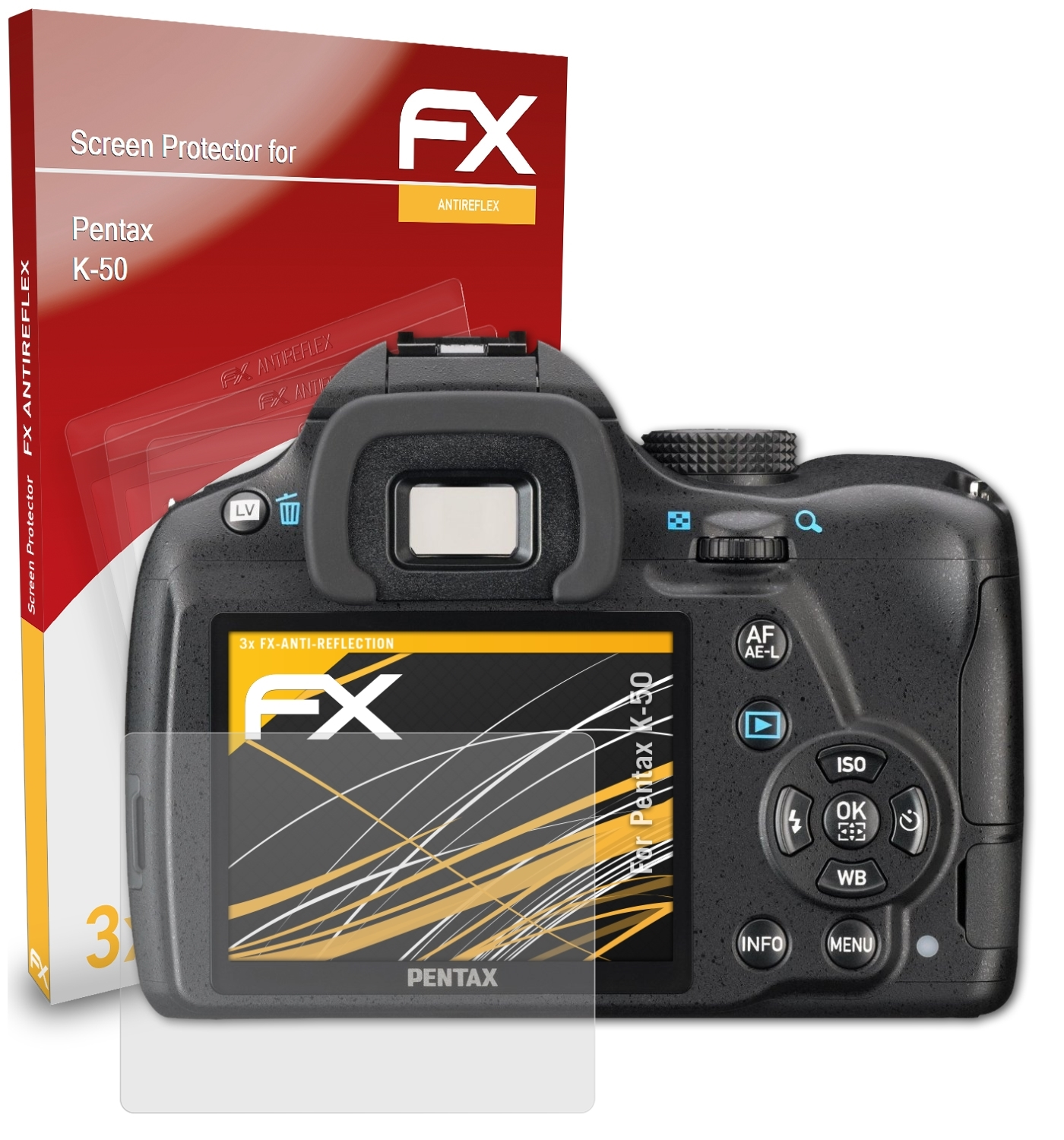 Displayschutz(für K-50) 3x ATFOLIX Pentax FX-Antireflex