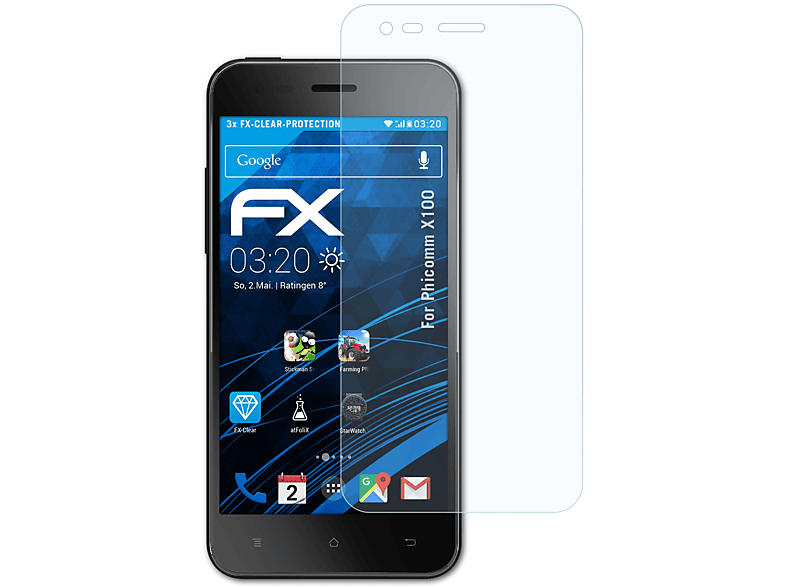 ATFOLIX 3x FX-Clear Displayschutz(für Phicomm X100)
