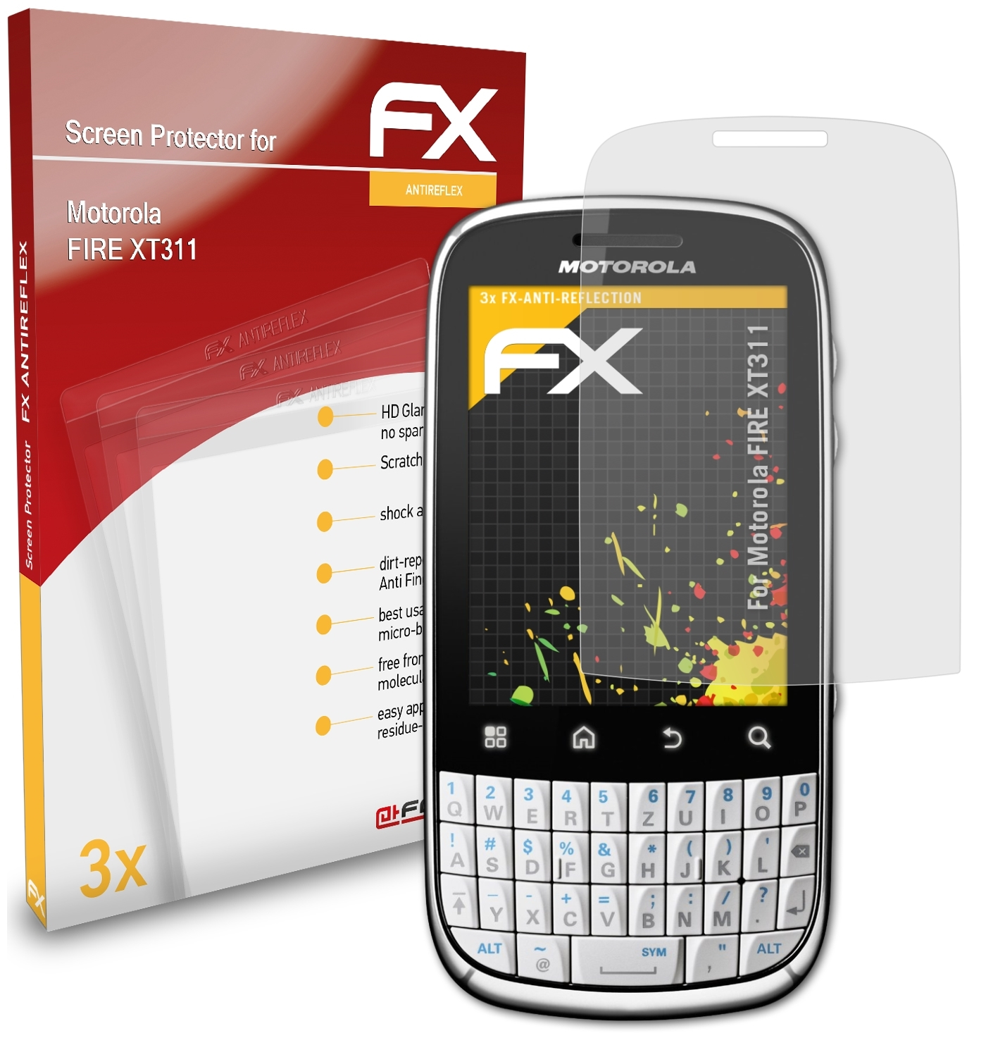 ATFOLIX 3x FX-Antireflex Displayschutz(für XT311) Motorola FIRE