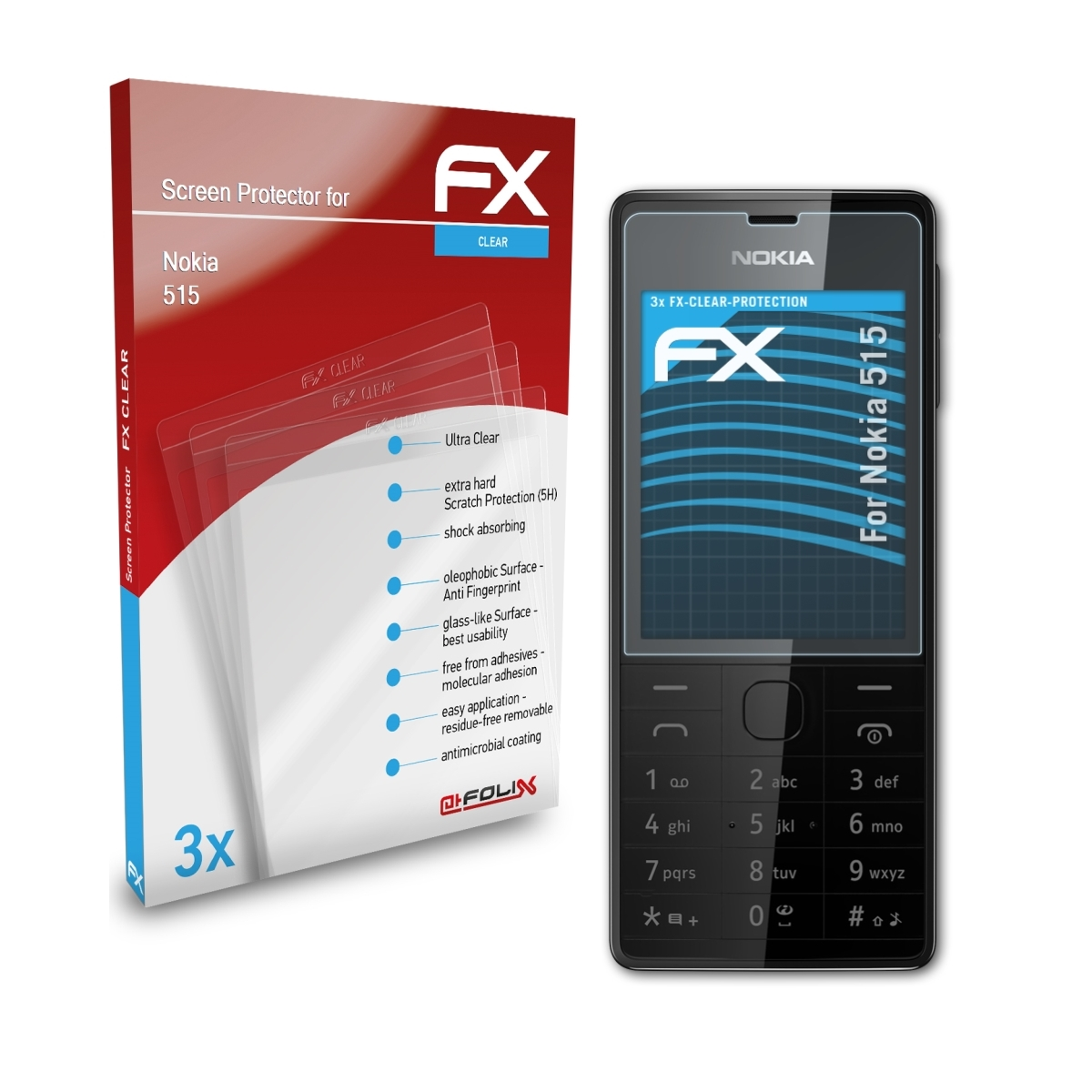 ATFOLIX 3x FX-Clear Displayschutz(für Nokia 515)
