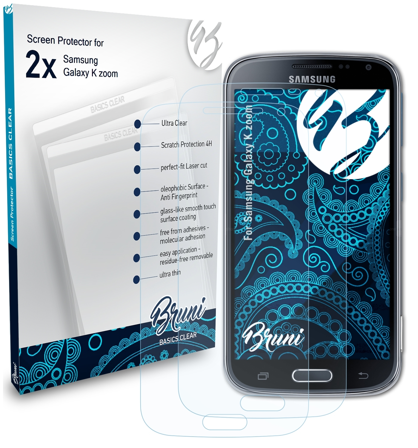 BRUNI K Schutzfolie(für Basics-Clear Galaxy Samsung zoom) 2x