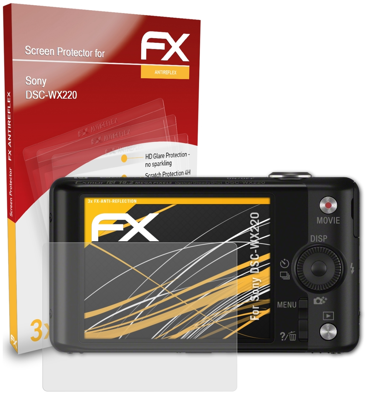 3x Displayschutz(für ATFOLIX Sony FX-Antireflex DSC-WX220)