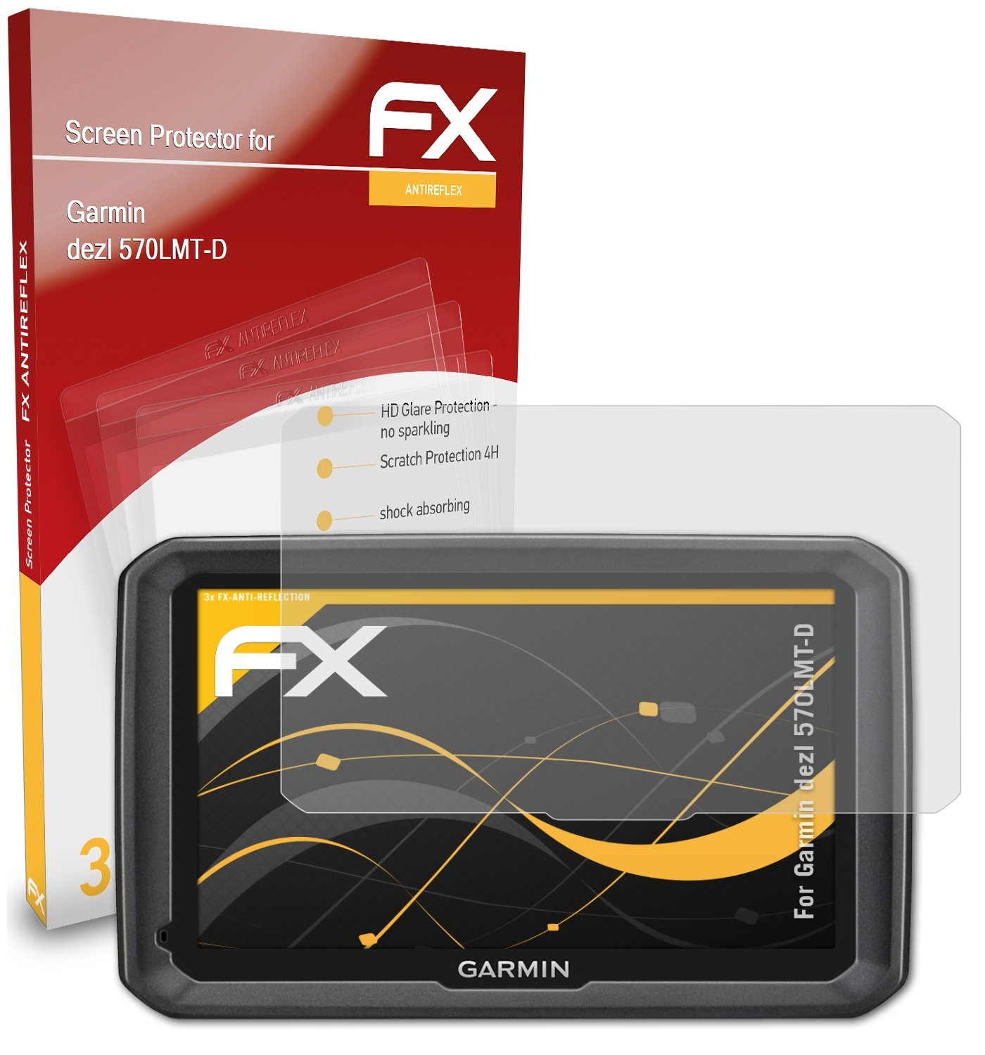ATFOLIX 3x dezl Garmin FX-Antireflex Displayschutz(für 570LMT-D)