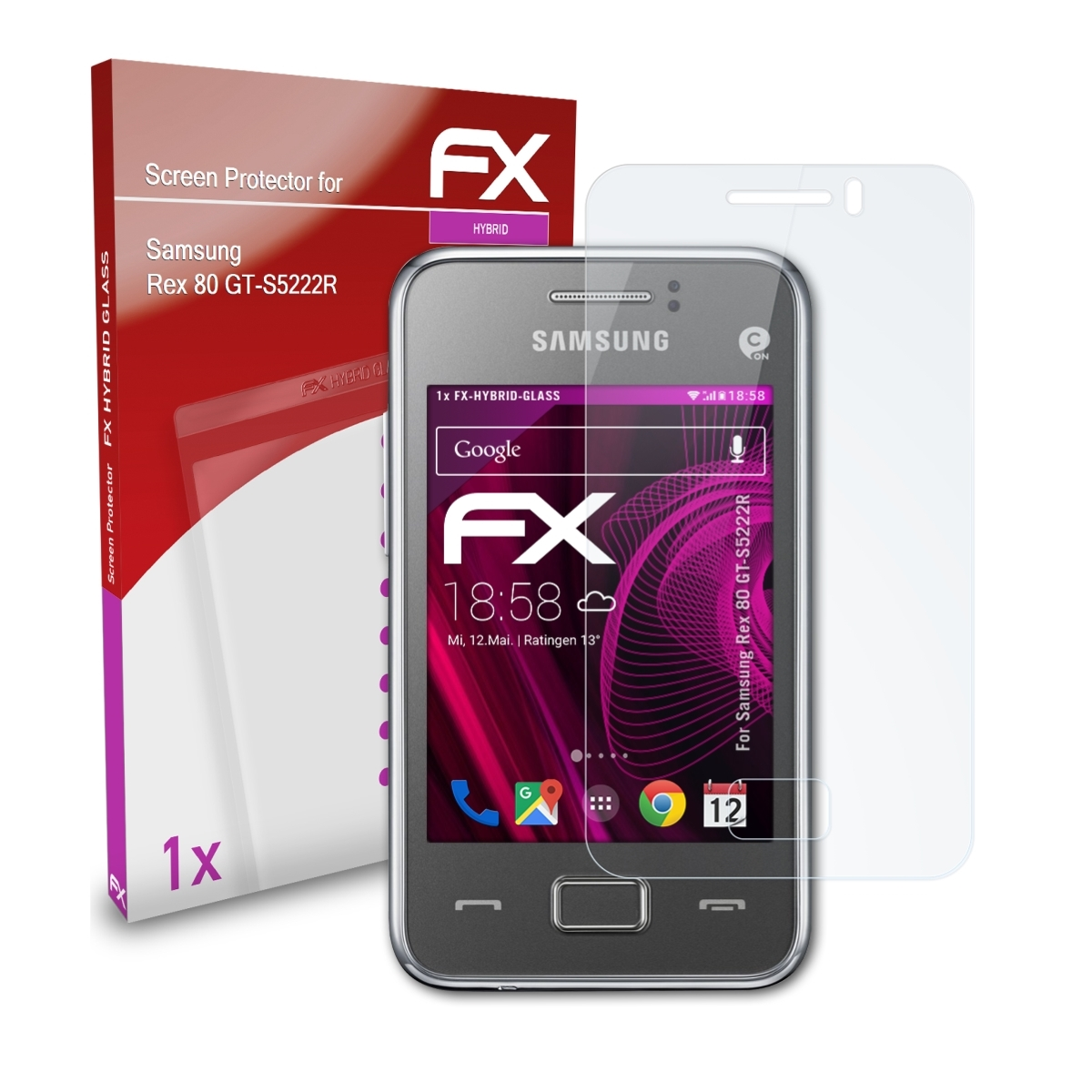 80 Schutzglas(für (GT-S5222R)) Samsung FX-Hybrid-Glass Rex ATFOLIX